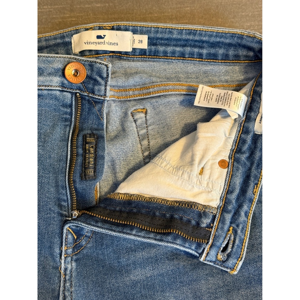 Vineyard Vines Womens High Rise Skinny Jeans Blue Candiani Denim Made‎ in USA 28 - Picture 12 of 15
